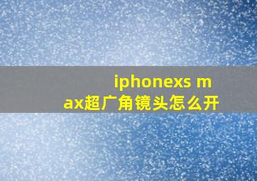 iphonexs max超广角镜头怎么开